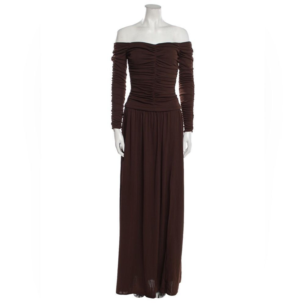 Tanya Taylor Marla Off-the-Shoulder Dress, Mocha Brown, NWT, Size 6 - Picture 6 of 11